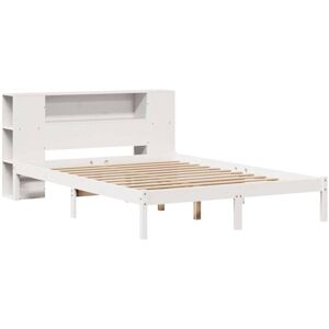 Bookcase Bed without Mattress White 135x190 cm Double Solid Wood Pine vidaXL Bookcase Bed without Mattress White 135x190 cm Double Solid Wood Pine vidaXL