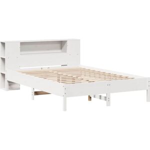 Bookcase Bed without Mattress White 135x190 cm Double Solid Wood Pine Vidaxl Bookcase Bed without Mattress White 135x190 cm Double Solid Wood Pine Vidaxl