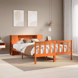 Bookcase Bed without Mattress Wax Brown 150x200 cm King Solid Wood Pine vidaXL Bookcase Bed without Mattress Wax Brown 150x200 cm King Solid Wood Pine vidaXL