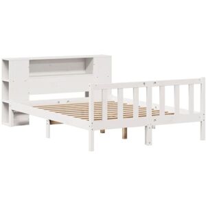 vidaXL White Bookcase Bed with Storage - 140x200 cm - Solid Wood Pine vidaXL White Bookcase Bed with Storage - 140x200 cm - Solid Wood Pine