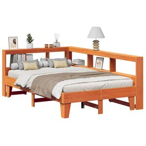 Bookcase Bed without Mattress Wax Brown 120x190cm Small Double Solid Wood Pine Vidaxl Bookcase Bed without Mattress Wax Brown 120x190cm Small Double Solid Wood Pine Vidaxl
