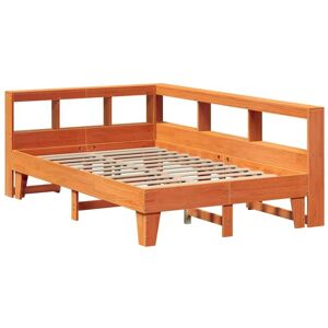 Bookcase Bed without Mattress Wax Brown 135x190cm Double Solid Wood Pine Vidaxl Bookcase Bed without Mattress Wax Brown 135x190cm Double Solid Wood Pine Vidaxl