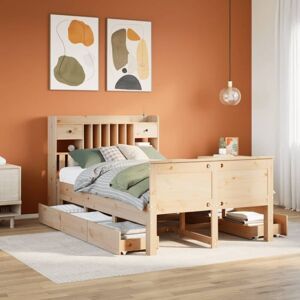 Bookcase Bed without Mattress 135x190 cm Double Solid Wood Pine Vidaxl Bookcase Bed without Mattress 135x190 cm Double Solid Wood Pine Vidaxl