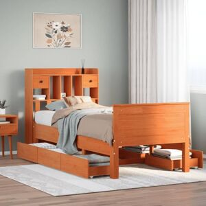 Bookcase Bed without Mattress Wax Brown 75x190 cm Small Single Solid Wood Pine Vidaxl Bookcase Bed without Mattress Wax Brown 75x190 cm Small Single Solid Wood Pine Vidaxl