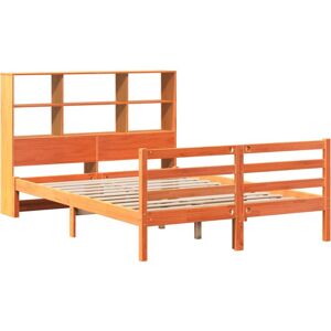 Bookcase Bed without Mattress Wax Brown 150x200 cm King Size Solid Wood Vidaxl Bookcase Bed without Mattress Wax Brown 150x200 cm King Size Solid Wood Vidaxl