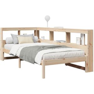 vidaXL White Pine Bookcase Bed 135x190 cm - Space-Saving, Rustic vidaXL White Pine Bookcase Bed 135x190 cm - Space-Saving, Rustic