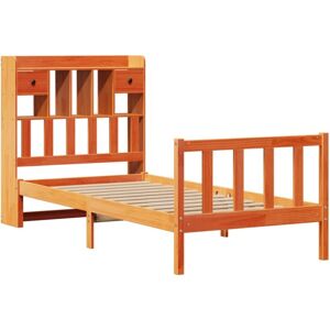 Bookcase Bed without Mattress Wax Brown 100x200 cm Solid Wood Pine Vidaxl Bookcase Bed without Mattress Wax Brown 100x200 cm Solid Wood Pine Vidaxl