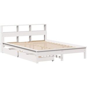 vidaXL Model 135x190cm White Bookcase Bed with Solid Pinewood vidaXL Model 135x190cm White Bookcase Bed with Solid Pinewood