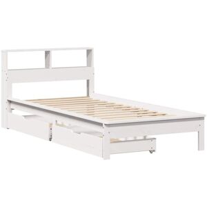 vidaXL White Bed with Bookcase - 75x190 cm - Bed with Storage Shelf vidaXL White Bed with Bookcase - 75x190 cm - Bed with Storage Shelf