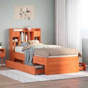 Bookcase Bed without Mattress Wax Brown 100x200 cm Solid Wood Pine Vidaxl Bookcase Bed without Mattress Wax Brown 100x200 cm Solid Wood Pine Vidaxl