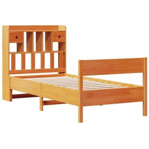 Bookcase Bed without Mattress Wax Brown 75x190 cm Small Single Solid Wood Pine Vidaxl Bookcase Bed without Mattress Wax Brown 75x190 cm Small Single Solid Wood Pine Vidaxl