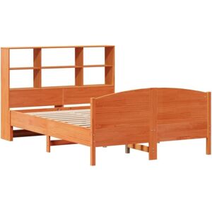 Bookcase Bed without Mattress Wax Brown 120x190 cm Small Double Solid Wood Pine Vidaxl Bookcase Bed without Mattress Wax Brown 120x190 cm Small Double Solid Wood Pine Vidaxl