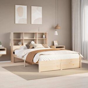 Bookcase Bed without Mattress 150x200cm King Size Solid Wood Pine Vidaxl Bookcase Bed without Mattress 150x200cm King Size Solid Wood Pine Vidaxl