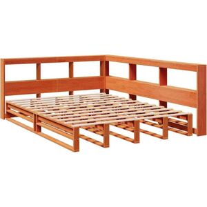 Bookcase Bed without Mattress Wax Brown 135x190cm Solid Wood Pine Vidaxl Bookcase Bed without Mattress Wax Brown 135x190cm Solid Wood Pine Vidaxl