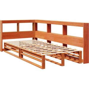 Bookcase Bed without Mattress Wax Brown 75x190cm Solid Wood Pine Vidaxl Bookcase Bed without Mattress Wax Brown 75x190cm Solid Wood Pine Vidaxl