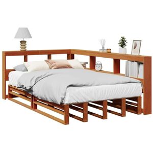 Bookcase Bed without Mattress Wax Brown 120x200cm Solid Wood Pine Vidaxl Bookcase Bed without Mattress Wax Brown 120x200cm Solid Wood Pine Vidaxl