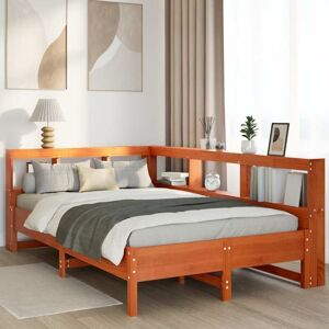 Bookcase Bed without Mattress Wax Brown 120x190 cm Solid Wood Pine Vidaxl Bookcase Bed without Mattress Wax Brown 120x190 cm Solid Wood Pine Vidaxl