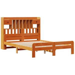 Bookcase Bed without Mattress Wax Brown 160x200cm Solid Wood Pine Vidaxl Bookcase Bed without Mattress Wax Brown 160x200cm Solid Wood Pine Vidaxl