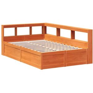Bookcase Bed without Mattress Wax Brown 120x200cm Solid Wood Pine Vidaxl Bookcase Bed without Mattress Wax Brown 120x200cm Solid Wood Pine Vidaxl