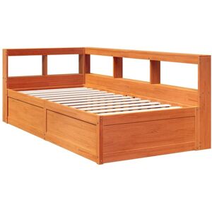 Bookcase Bed without Mattress Wax Brown 90x200cm Solid Wood Pine Vidaxl Bookcase Bed without Mattress Wax Brown 90x200cm Solid Wood Pine Vidaxl