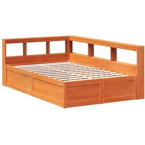 Bookcase Bed without Mattress Wax Brown 140x190cm Solid Wood Pine Vidaxl Bookcase Bed without Mattress Wax Brown 140x190cm Solid Wood Pine Vidaxl