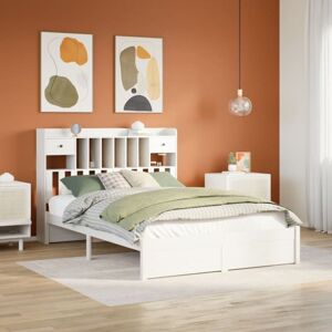 vidaXL White Bookcase Bed 140x200cm Solid Pine - Bed vidaXL White Bookcase Bed 140x200cm Solid Pine - Bed