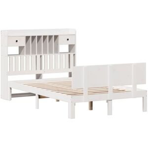 Bookcase Bed without Mattress White 135x190 cm Double Solid Wood Pine Vidaxl Bookcase Bed without Mattress White 135x190 cm Double Solid Wood Pine Vidaxl