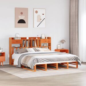 Bookcase Bed without Mattress Wax Brown 200x200 cm Solid Wood Pine Vidaxl Bookcase Bed without Mattress Wax Brown 200x200 cm Solid Wood Pine Vidaxl