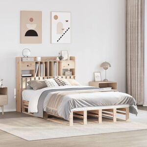 Bookcase Bed without Mattress 135x190 cm Double Solid Wood Pine Vidaxl Bookcase Bed without Mattress 135x190 cm Double Solid Wood Pine Vidaxl