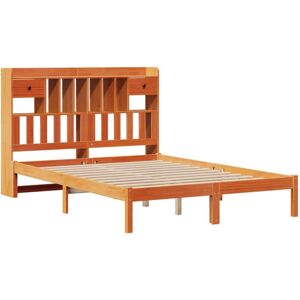 Bookcase Bed without Mattress Wax Brown 140x190 cm Solid Wood Pine Vidaxl Bookcase Bed without Mattress Wax Brown 140x190 cm Solid Wood Pine Vidaxl