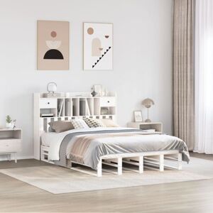 Bookcase Bed without Mattress White 150x200 cm King Size Solid Wood Pine vidaXL Bookcase Bed without Mattress White 150x200 cm King Size Solid Wood Pine vidaXL