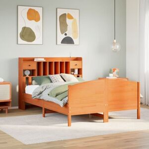 Bookcase Bed without Mattress Wax Brown 150x200 cm King Size Solid Wood Pine Vidaxl Bookcase Bed without Mattress Wax Brown 150x200 cm King Size Solid Wood Pine Vidaxl