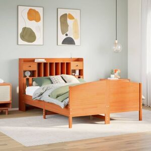 Bookcase Bed without Mattress Wax Brown 140x200cm Solid Wood Pine Vidaxl Bookcase Bed without Mattress Wax Brown 140x200cm Solid Wood Pine Vidaxl