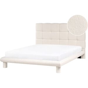 BELIANI Bed Boucle CRESSAT 140 x 200 cm (EU Double) Off-White BELIANI Bed Boucle CRESSAT 140 x 200 cm (EU Double) Off-White