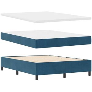 Vidaxl - Box Spring Bed with Mattress Dark blue 140 x 190 cm Velvet Vidaxl - Box Spring Bed with Mattress Dark blue 140 x 190 cm Velvet