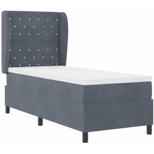 Box Spring Bed with Mattress Dark grey 80 x 200 cm Velvet vidaXL Box Spring Bed with Mattress Dark grey 80 x 200 cm Velvet vidaXL
