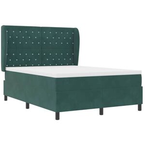 Box Spring Bed with Mattress Dark green 140 x 200 cm Velvet vidaXL Box Spring Bed with Mattress Dark green 140 x 200 cm Velvet vidaXL