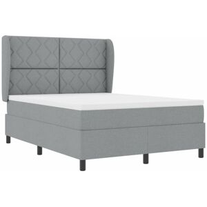 Box Spring Bed with Mattress Light grey 140 x 190 cm Fabric vidaXL Box Spring Bed with Mattress Light grey 140 x 190 cm Fabric vidaXL
