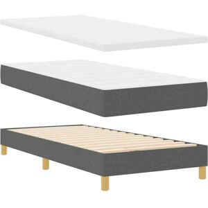 Box Spring Bed with Mattress Dark grey 100 x 200 cm Fabric Vidaxl Box Spring Bed with Mattress Dark grey 100 x 200 cm Fabric Vidaxl