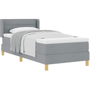 Box Spring Bed with Mattress Light Grey 190 x 90 cm Polyester vidaXL Box Spring Bed with Mattress Light Grey 190 x 90 cm Polyester vidaXL