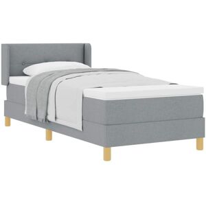 Box Spring Bed with Mattress Light Grey 190 x 90 cm Polyester vidaXL Box Spring Bed with Mattress Light Grey 190 x 90 cm Polyester vidaXL