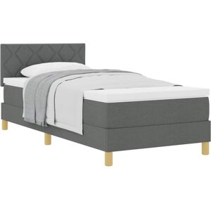 Box Spring Bed with Mattress Dark Grey 90 x 190 cm Fabric Vidaxl Box Spring Bed with Mattress Dark Grey 90 x 190 cm Fabric Vidaxl