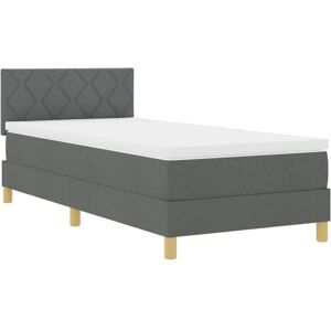 Box Spring Bed with Mattress Dark Grey 90 x 200 cm Fabric Vidaxl Box Spring Bed with Mattress Dark Grey 90 x 200 cm Fabric Vidaxl