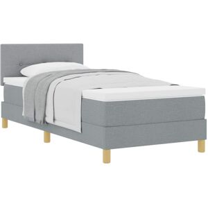Box Spring Bed with Mattress Light Grey 90 x 190 cm Fabric vidaXL Box Spring Bed with Mattress Light Grey 90 x 190 cm Fabric vidaXL