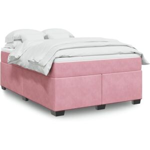 Box Spring Bed with Mattress Pink 140x200 cm Velvet vidaXL Box Spring Bed with Mattress Pink 140x200 cm Velvet vidaXL