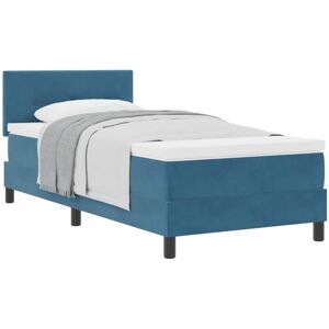 Box Spring Bed with Mattress Dark Blue 90 x 200 cm Velvet vidaXL Box Spring Bed with Mattress Dark Blue 90 x 200 cm Velvet vidaXL