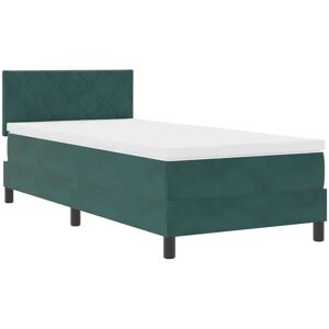 Box Spring Bed with Mattress Dark green 100 x 200 cm Fabric Vidaxl Box Spring Bed with Mattress Dark green 100 x 200 cm Fabric Vidaxl