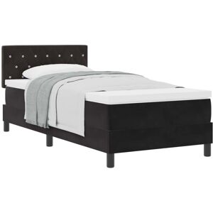 Box Spring Bed with Mattress Black 90 x 190 cm Velvet vidaXL Box Spring Bed with Mattress Black 90 x 190 cm Velvet vidaXL