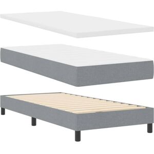 Box Spring Bed with Mattress Light grey 90 x 190 cm Fabric vidaXL Box Spring Bed with Mattress Light grey 90 x 190 cm Fabric vidaXL
