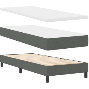 Box Spring Bed with Mattress Dark grey 80 x 200 cm Fabric Vidaxl Box Spring Bed with Mattress Dark grey 80 x 200 cm Fabric Vidaxl